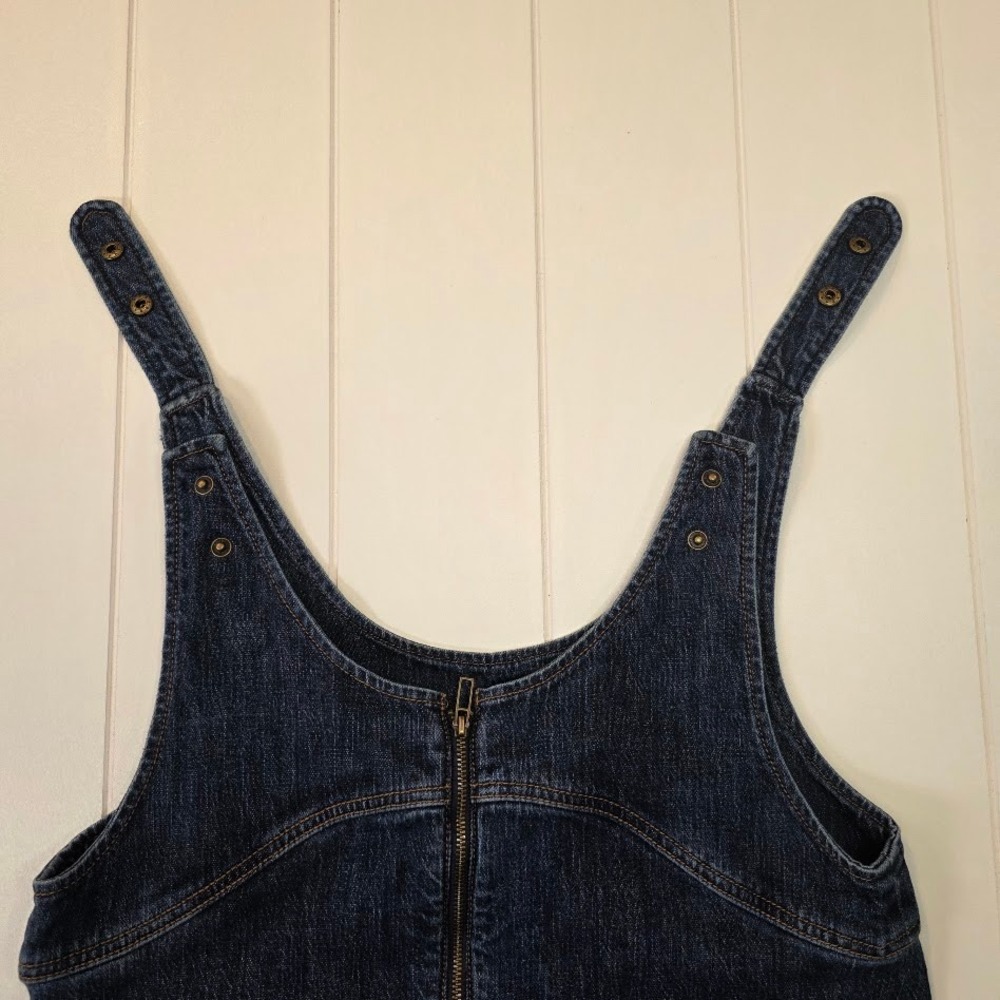 Pilcro Women 6 Denim Jumper Dress Dark Wash Adjustable Snap Straps Pockets - Picture 4 of 11
